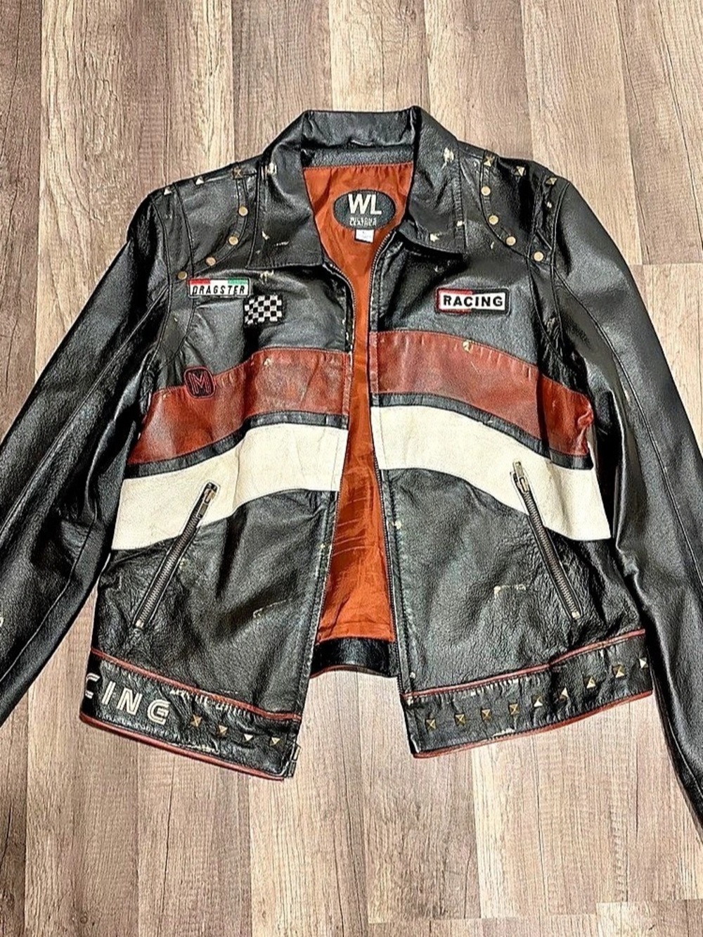 Vintage Wilsons Leather Dragster Racing Women's Leather Moto Jacket